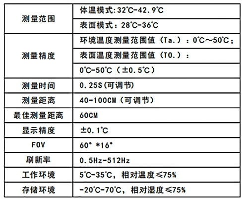 雷竞技ray登陆YJY-303測溫門測溫安檢門技術指標